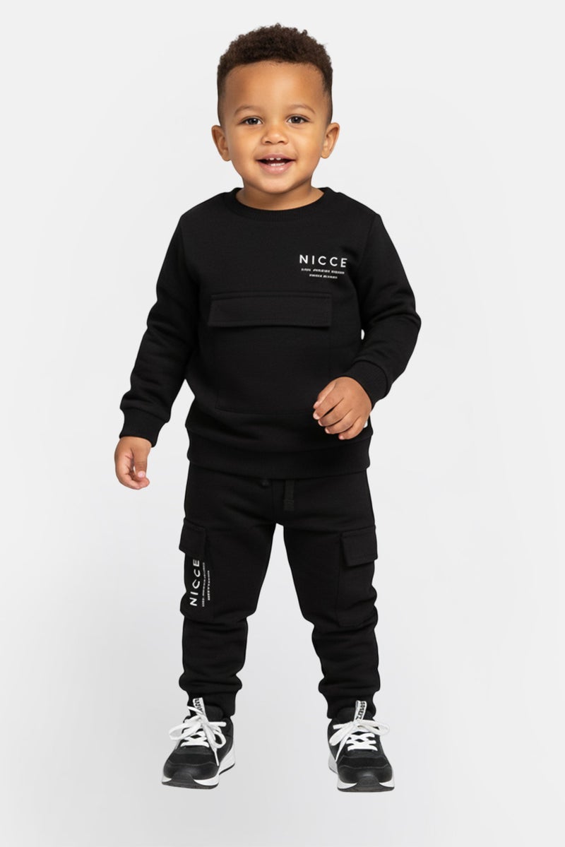 Nicce Toddlers Boy 3 Pcs Brand Logo T-Shirt, Sweatshirt And Sweatpants Set, Multicolor - Image 1
